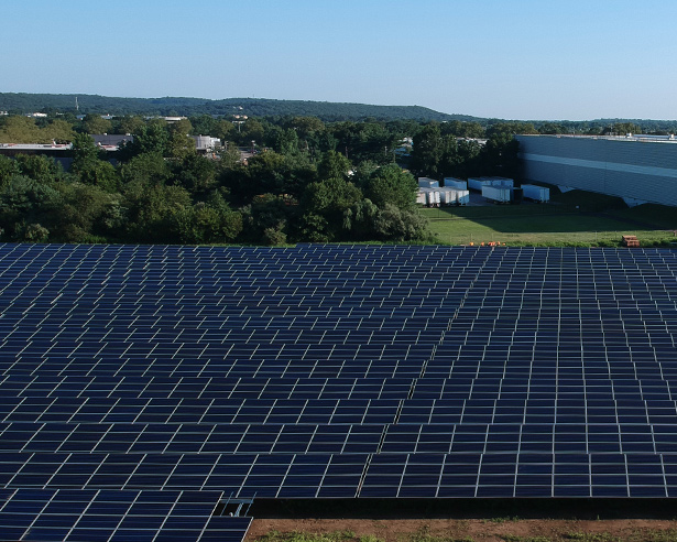 Solar panels in a field
