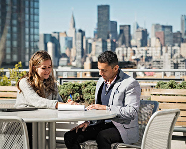 Employees work on the roof of the Long Island City Global Digital Technology Center