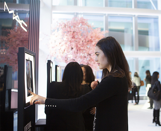 Woman testing out app